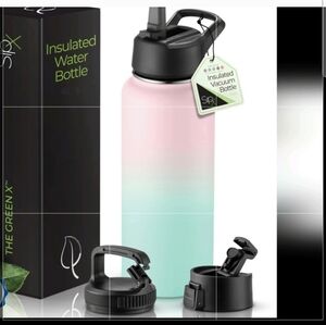 SipX Insulated 25 OUNCE Eco Friendly  Water Bottle - Pink & Green. New In BOX